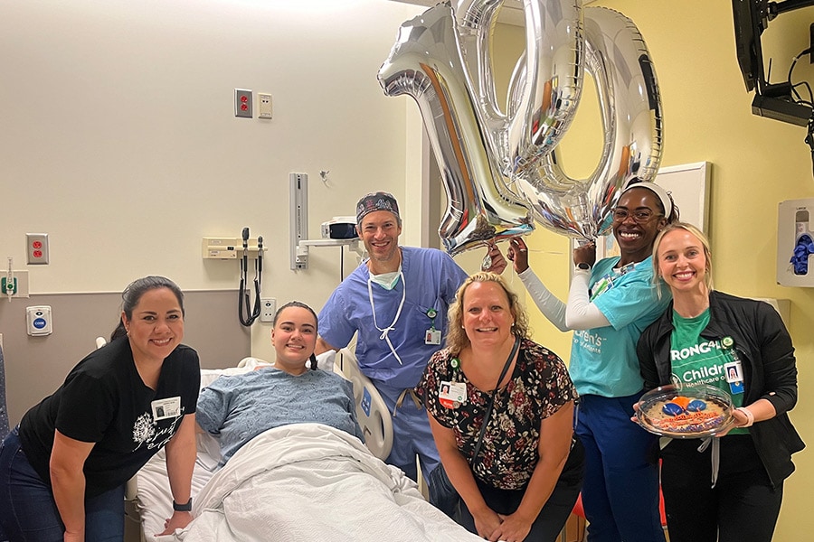 The Strong4Life Clinic team celebrating the 100th bariatric surgery at Children's