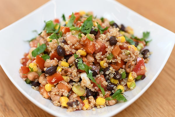 Plated quinoa cowboy caviar recipe