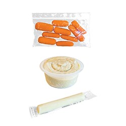  Protein-packed, backpack-friendly snack idea: carrots with a hummus cup and stick of cheese