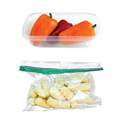  Protein-packed, backpack-friendly snack idea: mini bell peppers and chickpea puffs
 